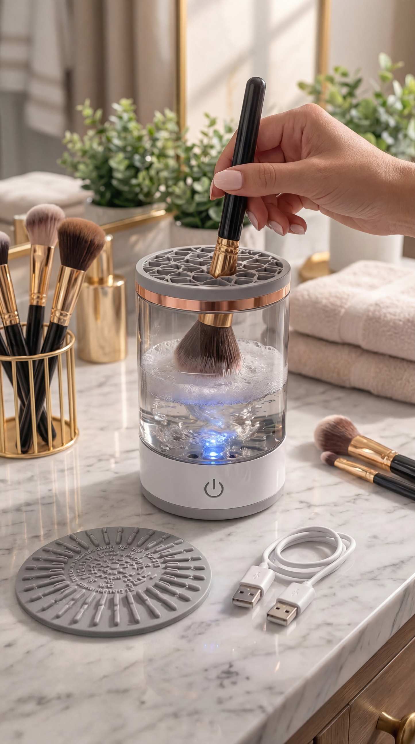 BrushClean Pro™ – Limpiador Eléctrico de Brochas